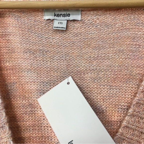 NWT-Kensie Peachy Pink Marl V neck sweater woman's Med - Picture 5 of 11